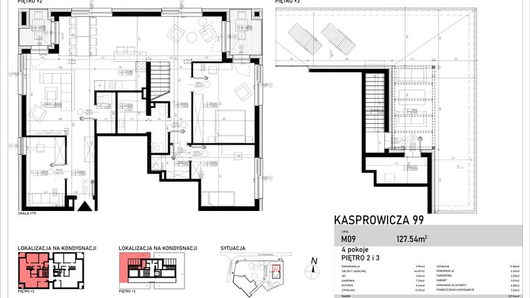 Rzut - Mieszkanie na sprzedaż 4 pokoje o powierzchni 127,54 m² - numer M09 w Apartamenty Kasprowicza