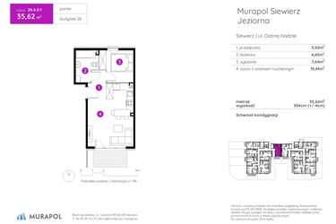 Rzut - Mieszkanie na sprzedaż 2 pokoje o powierzchni 35,62 m² - numer 28.A.0.1 w Murapol Siewierz Jeziorna bud. 27 i 28