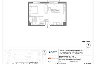 Rzut - Mieszkanie na sprzedaż 1 pokój o powierzchni 36,43 m² - numer E.4M24 w Nowa Wałowa bud. E