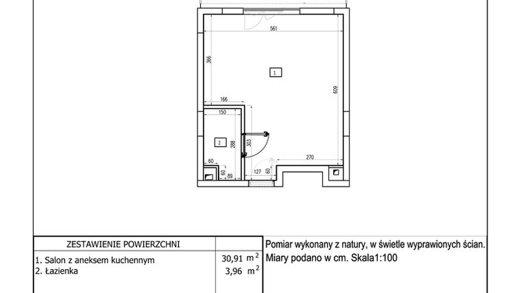 Rzut - Mieszkanie na sprzedaż 1 pokój o powierzchni 34,87 m² - numer 66 w Aquamarina Dąbki