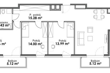 Rzut - Mieszkanie na sprzedaż 4 pokoje o powierzchni 117,72 m² - numer C2-81 w Slow City