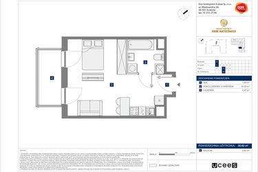 Rzut - Mieszkanie na sprzedaż 1 pokój o powierzchni 30,62 m² - numer G-10 w Apartamenty Park Matecznego Etap 2