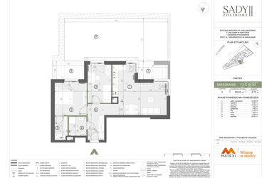 Rzut - Mieszkanie na sprzedaż 3 pokoje o powierzchni 64,93 m² - numer F2.C.00.02 w Sady Żoliborz II