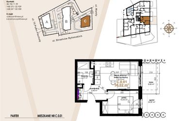 Rzut - Mieszkanie na sprzedaż 2 pokoje o powierzchni 36,02 m² - numer VC.0.01 w Vanda Park