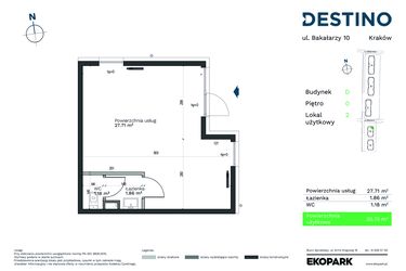 Rzut - Lokal użytkowy na sprzedaż 1 pokój o powierzchni 30,4 m² - numer LU2 w Destino
