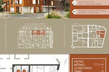 Rzut - Mieszkanie na sprzedaż 2 pokoje o powierzchni 57,34 m² - numer B.3.2 w Browar Jedności