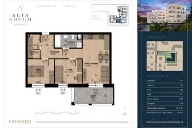 Rzut - Mieszkanie na sprzedaż 3 pokoje o powierzchni 56,41 m² - numer 26 w Alta Novum