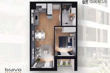 Rzut - Mieszkanie na sprzedaż 2 pokoje o powierzchni 40,65 m² - numer B2.130 w Quercus