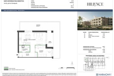 Rzut - Mieszkanie na sprzedaż 2 pokoje o powierzchni 47,92 m² - numer A-01 w Hillence