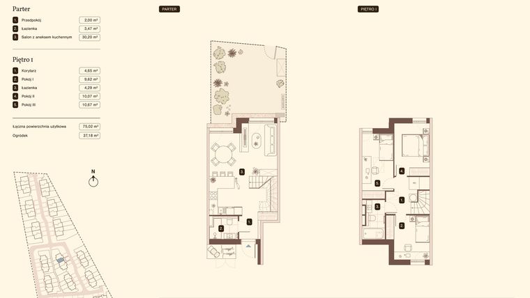 Rzut - Mieszkanie na sprzedaż 4 pokoje o powierzchni 75,02 m² - numer 14.2 w Bukowa