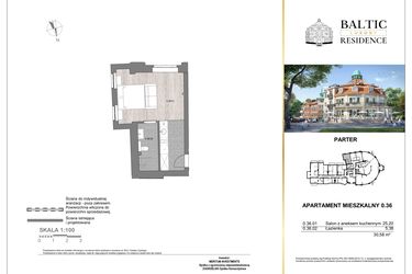 Rzut - Mieszkanie na sprzedaż 1 pokój o powierzchni 30,58 m² - numer 0.36 w Baltic Luxury Residence