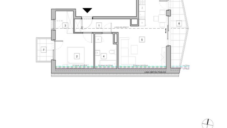 Rzut - Mieszkanie na sprzedaż 2 pokoje o powierzchni 51,75 m² - numer D1_4 w ATAL Zawiślańska
