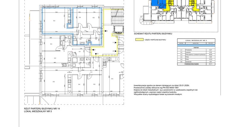 Rzut - Mieszkanie na sprzedaż 3 pokoje o powierzchni 63,11 m² - numer A05 w Lwowska 14