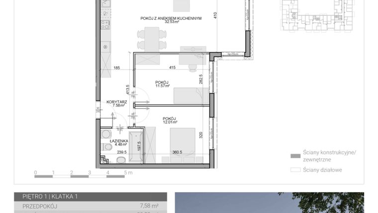 Rzut - Mieszkanie na sprzedaż 3 pokoje o powierzchni 68,17 m² - numer M-9 w Osiedle Radosne II