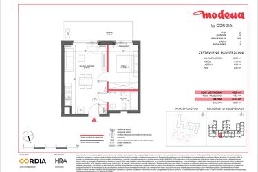 Rzut - Mieszkanie na sprzedaż 2 pokoje o powierzchni 40,31 m² - numer A.069 w Modena II