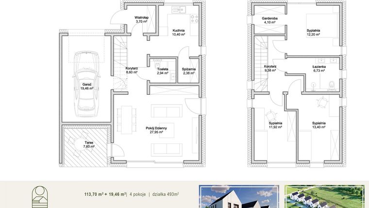 Rzut - Dom na sprzedaż 5 pokoi o powierzchni 133,16 m² - numer Dom 8 w Osiedle Trzy Rzeki