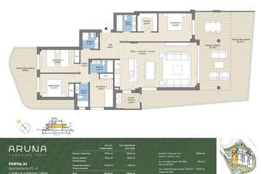 Rzut - Mieszkanie na sprzedaż 4 pokoje o powierzchni 210 m² - numer P1-P1-A w Aruna
