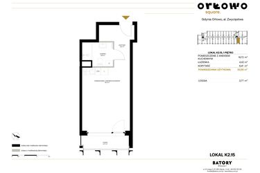 Rzut - Mieszkanie na sprzedaż 1 pokój o powierzchni 30,55 m² - numer K2.15 w Orłowo Square - Apartamenty inwestycyjne