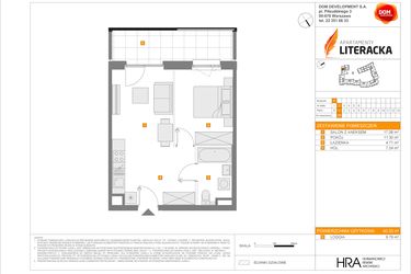 Rzut - Mieszkanie na sprzedaż 2 pokoje o powierzchni 40,33 m² - numer F.68 w Apartamenty Literacka etap 2.3