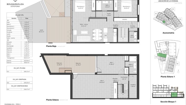 Rzut - Mieszkanie na sprzedaż 3 pokoje o powierzchni 132 m² - numer 11 w Bougainvillea - Estepona