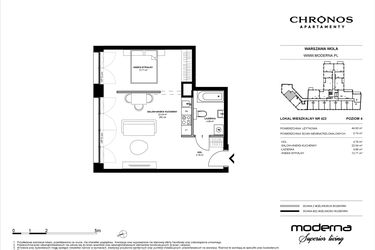 Rzut - Mieszkanie na sprzedaż 2 pokoje o powierzchni 44,93 m² - numer 422 w Chronos etap II