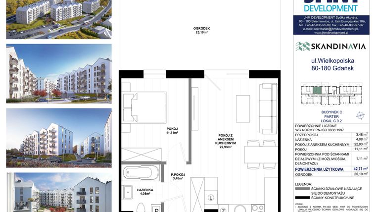Rzut - Mieszkanie na sprzedaż 2 pokoje o powierzchni 42,71 m² - numer C.0.2 w Skandinavia