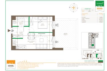 Rzut - Mieszkanie na sprzedaż 2 pokoje o powierzchni 37,01 m² - numer A/5 w Ostródzka 123 - II etap