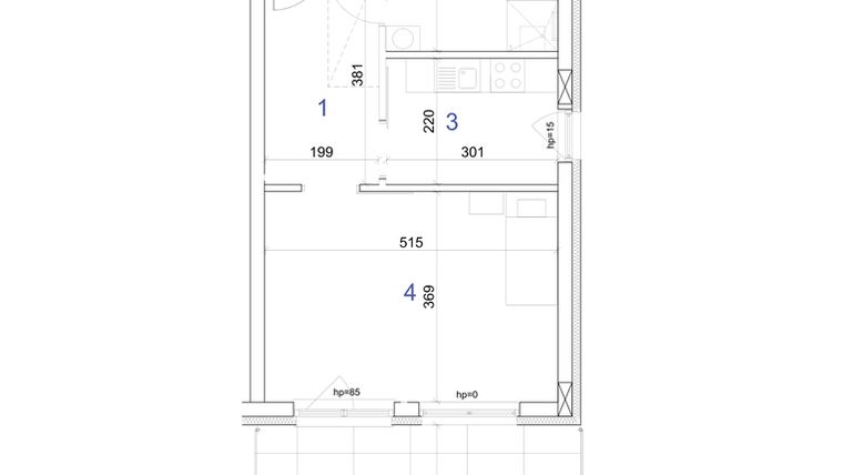 Rzut - Mieszkanie na sprzedaż 1 pokój o powierzchni 39,25 m² - numer 6.2 w Mierzeja Wiślana etap IV