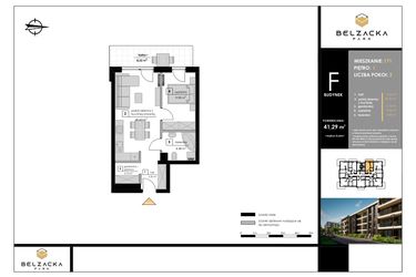 Rzut - Mieszkanie na sprzedaż 2 pokoje o powierzchni 41,29 m² - numer F.171 w Belzacka Park etap III