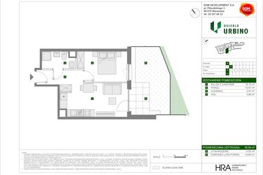 Rzut - Mieszkanie na sprzedaż 2 pokoje o powierzchni 36,64 m² - numer 5.1.A.31 w Osiedle Urbino etap 5