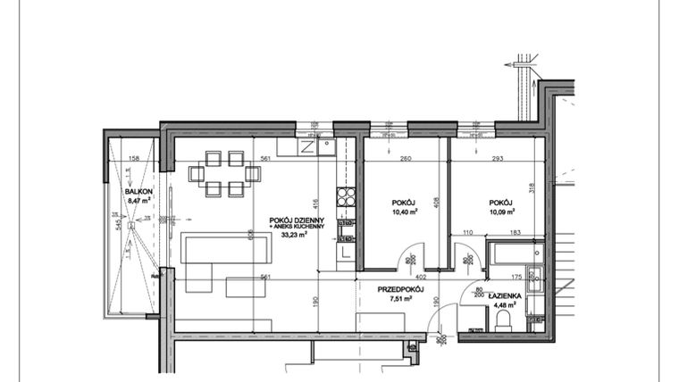 Rzut - Mieszkanie na sprzedaż 3 pokoje o powierzchni 65,77 m² - numer N.D.01.10 w Nobilis