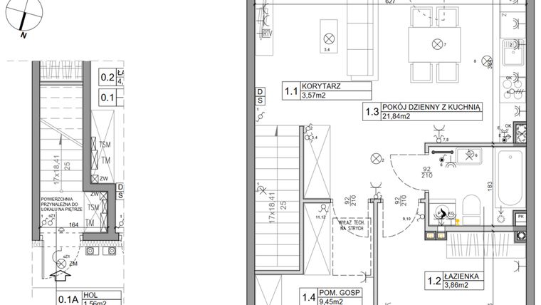 Rzut - Mieszkanie na sprzedaż 3 pokoje o powierzchni 58,82 m² - numer 92 w Manufaktura Marki 2 etap IV