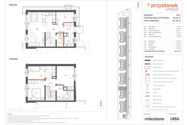 Rzut - Dom na sprzedaż 5 pokoi o powierzchni 92,62 m² - numer 2B.2 w Przystanek Ursus