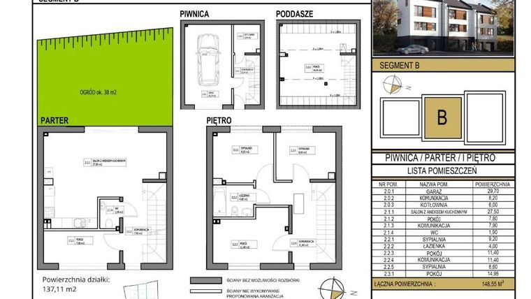 Rzut - Dom na sprzedaż 6 pokoi o powierzchni 148,55 m² - numer M2 w Kamienica Na Zboczu