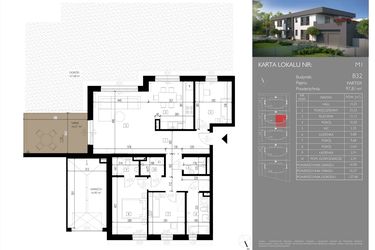 Rzut - Mieszkanie na sprzedaż 4 pokoje o powierzchni 97,81 m² - numer B32.M1 w Leśna Polana