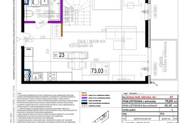 Rzut - Mieszkanie na sprzedaż 1 pokój o powierzchni 73,03 m² - numer 23 w Strumykowa