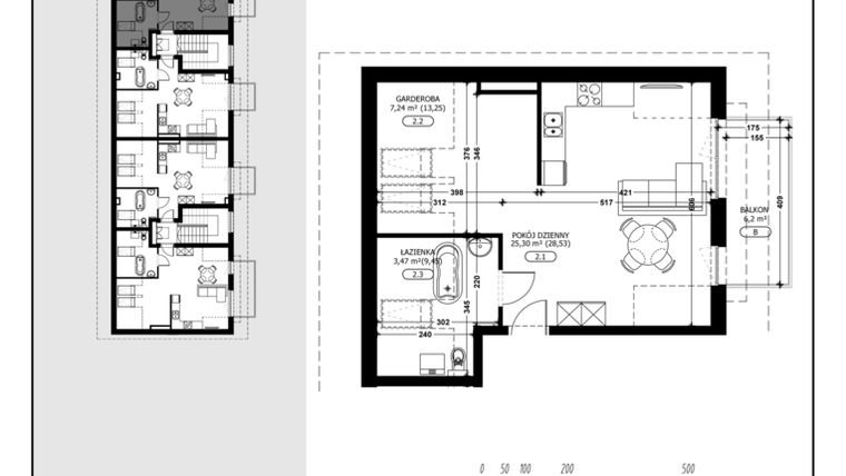 Rzut - Mieszkanie na sprzedaż 1 pokój o powierzchni 36,01 m² - numer B2-M5 w Śląska Park