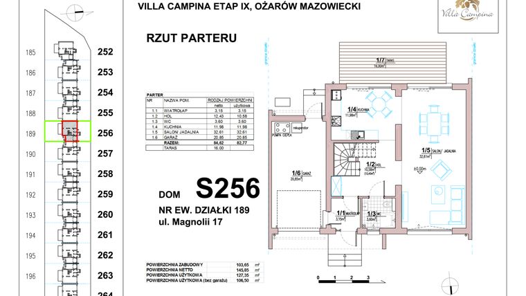 Rzut - Dom na sprzedaż 4 pokoje o powierzchni 106,5 m² - numer S256 w Villa Campina Magnolia