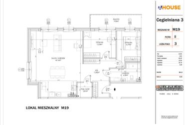 Rzut - Mieszkanie na sprzedaż 3 pokoje o powierzchni 89,12 m² - numer 19 w Osiedle StaLove etap I