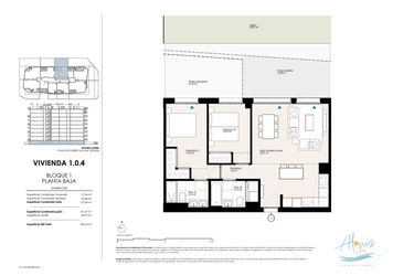Rzut - Mieszkanie na sprzedaż 2 pokoje o powierzchni 112,04 m² - numer 104 w Alonis Living