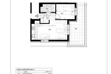 Rzut - Mieszkanie na sprzedaż 2 pokoje o powierzchni 42,18 m² - numer C1.4 w Centralna II