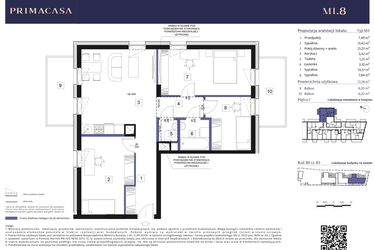 Rzut - Mieszkanie na sprzedaż 4 pokoje o powierzchni 72,28 m² - numer B3 – M1.8 w Primacasa
