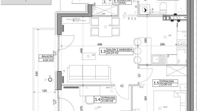 Rzut - Mieszkanie na sprzedaż 3 pokoje o powierzchni 61,85 m² - numer 31B w Osiedle Młodych etap IV