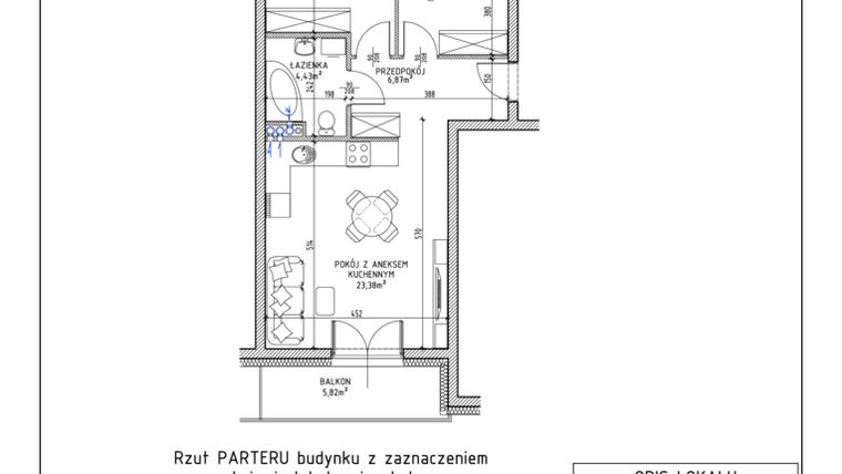 Rzut - Mieszkanie na sprzedaż 3 pokoje o powierzchni 55,9 m² - numer 3 w Osiedle OdNowa