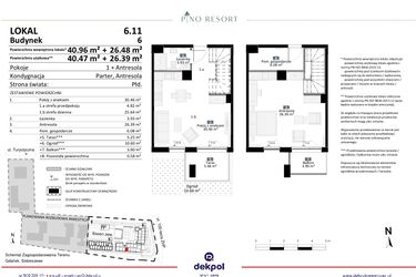 Rzut - Mieszkanie na sprzedaż 2 pokoje o powierzchni 60,78 m² - numer 6.11 w Pino Resort