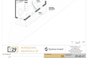 Rzut - Mieszkanie na sprzedaż 3 pokoje o powierzchni 59,63 m² - numer 5 w Siennicka 29