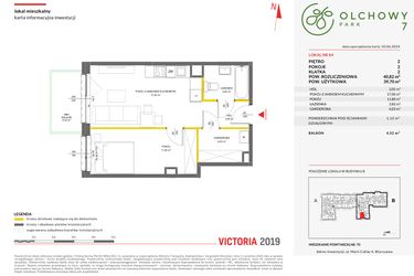 Rzut - Mieszkanie na sprzedaż 2 pokoje o powierzchni 40,82 m² - numer 84 w Olchowy Park VII