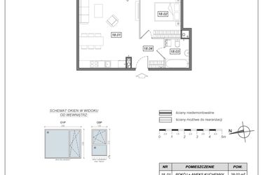Rzut - Mieszkanie na sprzedaż 2 pokoje o powierzchni 49,21 m² - numer 6.A.18 w Urzeka bud. 6 i 7