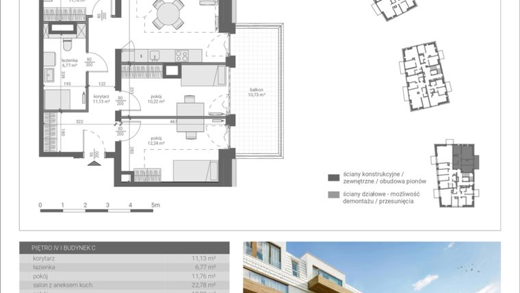 Rzut - Mieszkanie na sprzedaż 4 pokoje o powierzchni 74,9 m² - numer C.M20 w Matemblevo