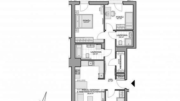 Rzut - Mieszkanie na sprzedaż 4 pokoje o powierzchni 82,59 m² - numer Hemara 21/8 w Garnizon